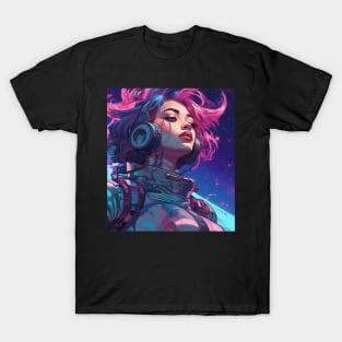 Vaporwave Cyberpunk Girl In Space T-Shirt